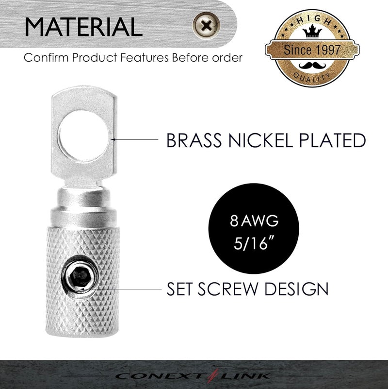 Conext Link RT8N-2 Set Screw Ring Terminal 2 Pack (8 Gauge, Nickel) - Image 2